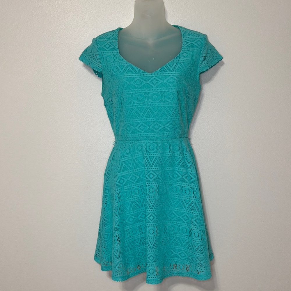Mint Green Easter Spring Dress Lace Skater flare skirt Small